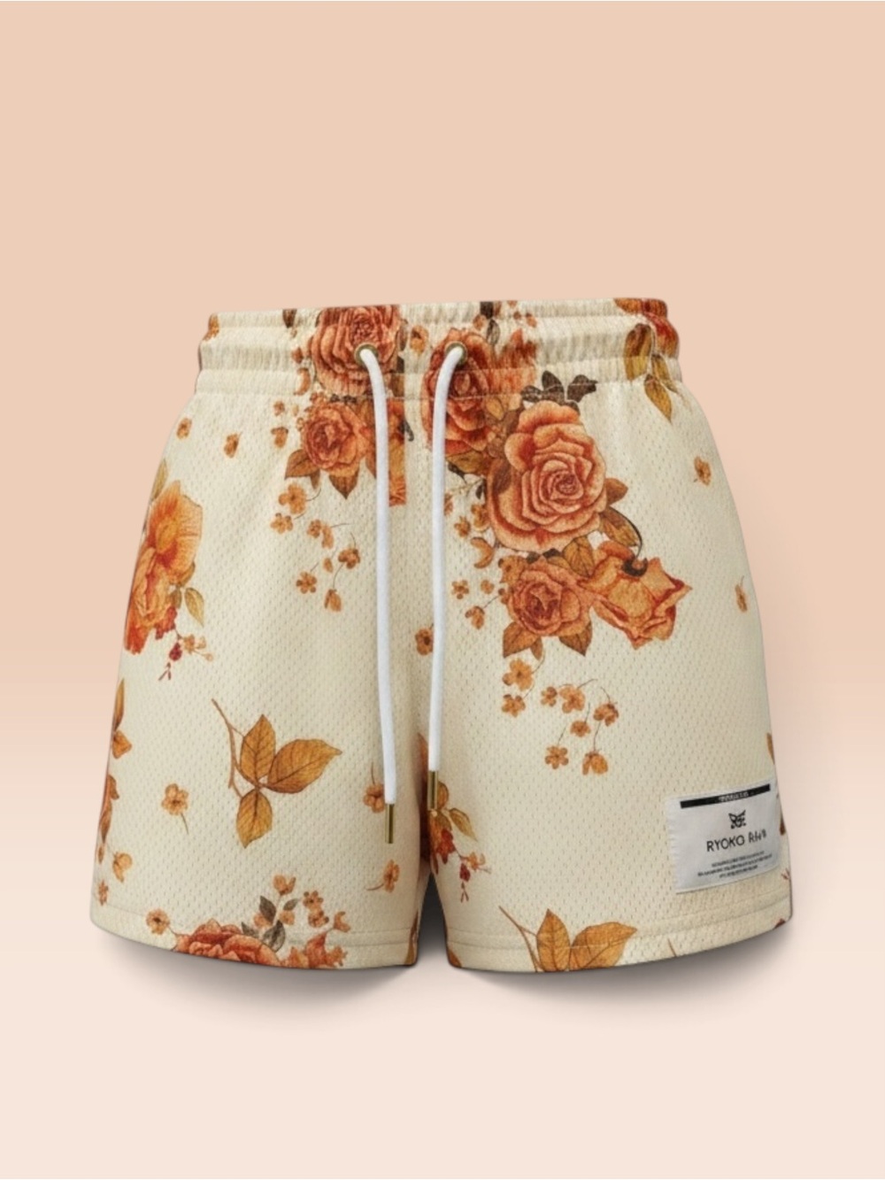 Floral Drawstring Women’s Shorts - Cream